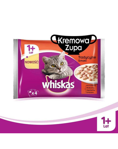 WHISKAS 1+ Zuppa Cremosa Gusti Tradizionali 4 x 85g