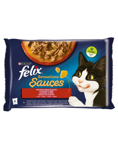 FELIX Sensations Sauce Countryside Flavours in sauce (tacchino con pancetta, agnello con cervo) 4x85g di cibo umido per gatti