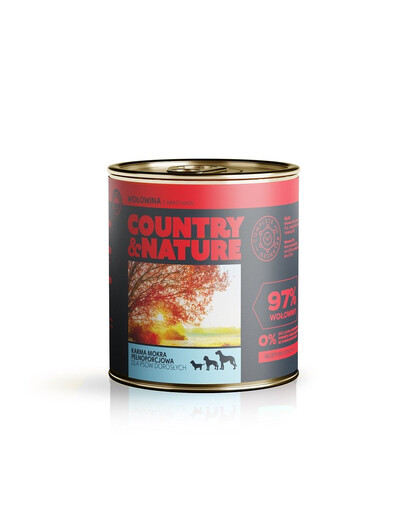 COUNTRY&NATURE Alimento umido senza cereali manzo con verdure 850g