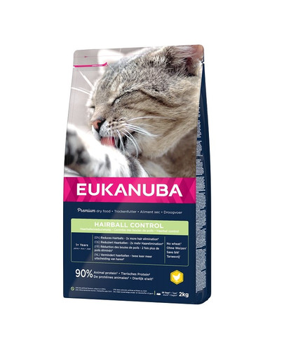 EUKANUBA Cat Hairball Control Adult All Breeds Chicken 2 kg