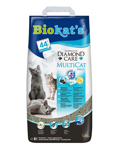 BIOKAT'S Diamond Care Multicat fresh 8 l in bentonite al profumo di fiori di cotone
