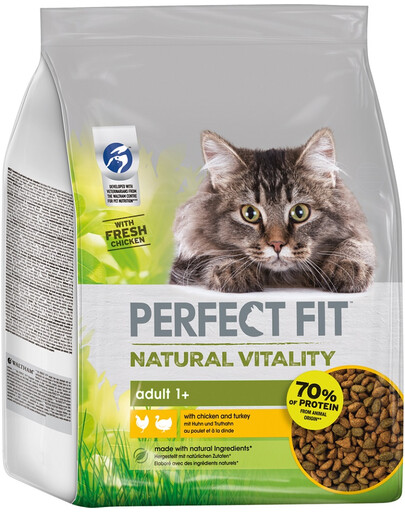PERFECT FIT Natural Vitality con pollo e tacchino per gatti adulti 2,4 kg