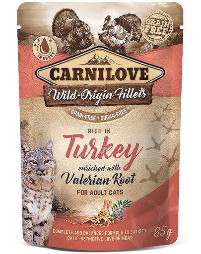 CARNILOVE Cat Pouch Turkey & Valerian 85g tacchino e valeriana
