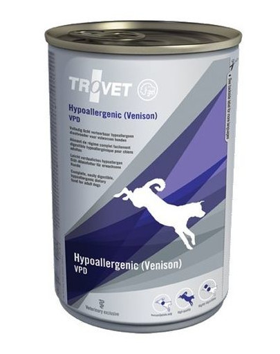 TROVET Hypoallergenic Venison VPD cibo umido per cani con cinghiale 400 g