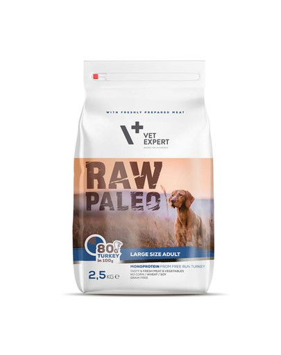 VETEXPERT RAW PALEO Adult Large turkey 2,5 kg per cani adulti di razza grande tacchino