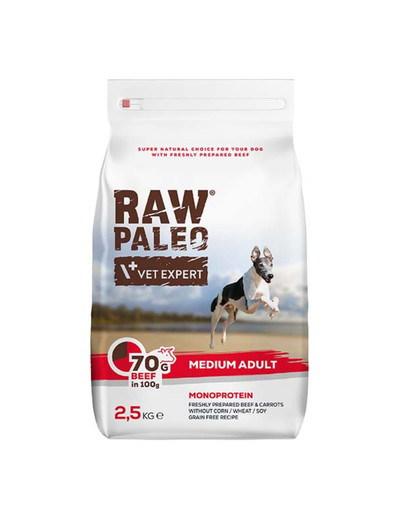 VETEXPERT Raw Paleo Beef adult medium 2,5kg per cani di media taglia