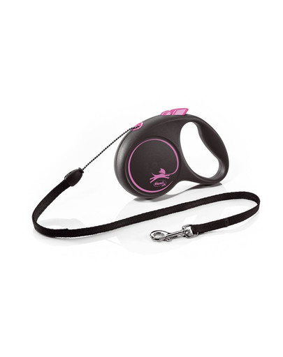 FLEXI Black Design S Cord 5 m pink guinzaglio automatico