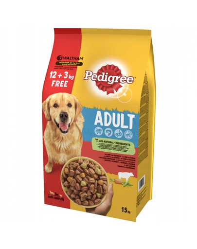PEDIGREE Adult Alimento secco con manzo (12+3kg) 15kg