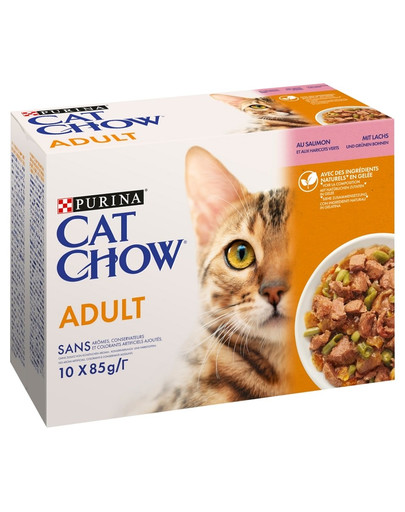 PURINA CAT CHOW Adult Multipack con salmone e fagiolini in gelatina 40x85 g
