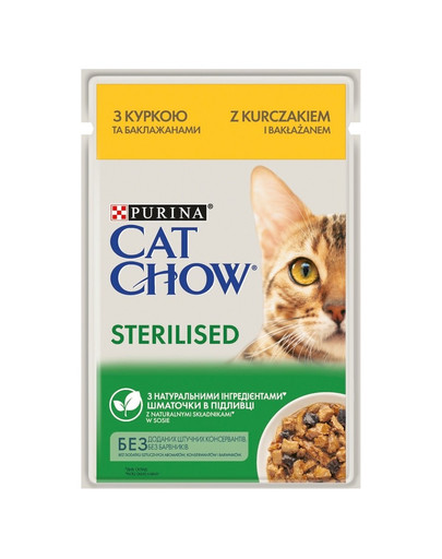 PURINA CAT CHOW Sterilizzato con pollo e melanzane in salsa per gatti sterilizzati 26 x 85 g