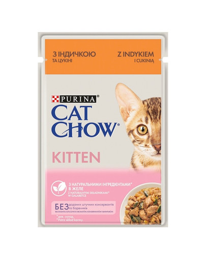 PURINA CAT CHOW Kitten con tacchino e zucchine in gelatina per gattini 26 x 85 g