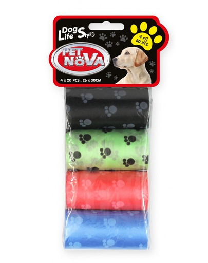 PET NOVA Dog Lifestyle sacchetti igienici, 4 rotoli x 20 pz.