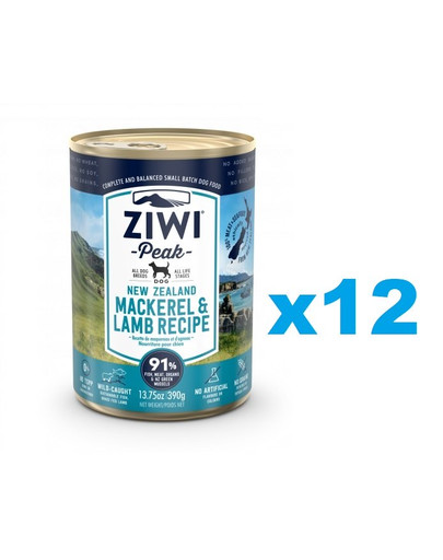ZIWIPEAK Dog Mackerel & Lamb Sgombro e agnello 12 x 390 g