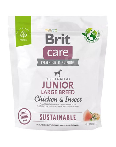 BRIT Care Sustainable Junior Large Breed cibo secco con pollo e insetti 1 kg