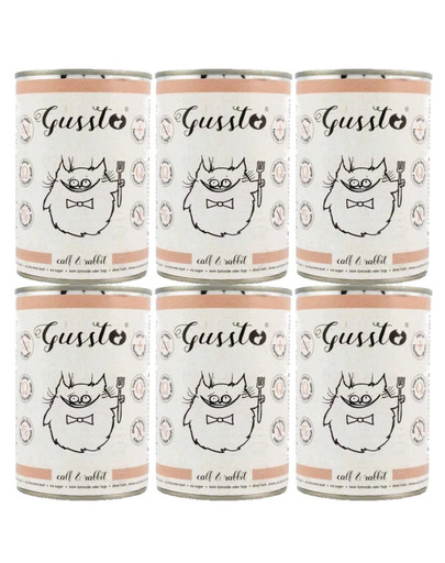 GUSSTO Gussto Cat Fresh Calf & Rabbit cibo umido per gatti agnello e coniglio 6x400 g