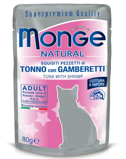 MONGE Natural Cat  80 g - tonno con gamberetti