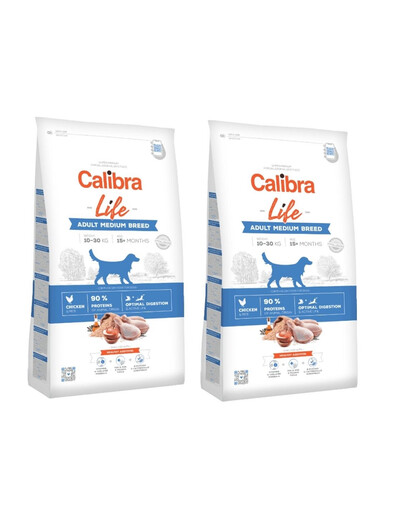 CALIBRA Dog Life Adult Medium Breed Chicken 24kg (2 x 12kg)