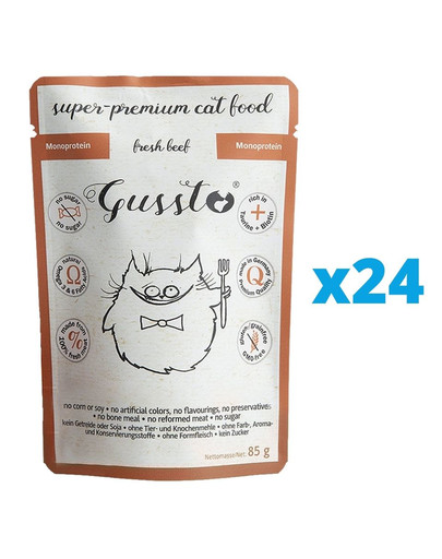 GUSSTO Cat Fresh Beef cibo umido per gatti manzo fresco 24x85 g