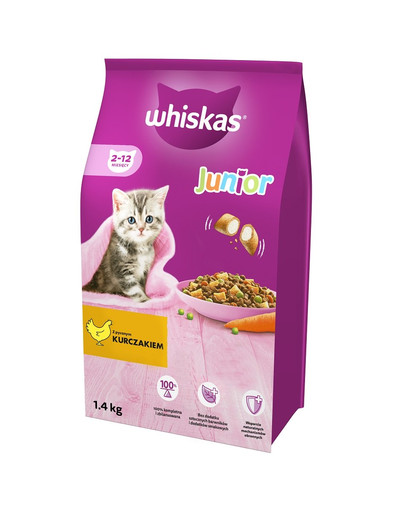 WHISKAS Junior 6x1,4 kg alimento secco completo per gattini con delizioso pollo