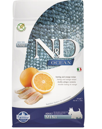 FARMINA N&D Ocean canine Herring & Orange Adult Mini per cani adulti di piccola taglia 800 g
