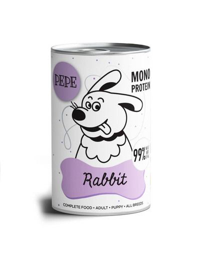 PAKA ZWIERZAKA PEPE Rabbit (coniglio) 400 g di alimento monoproteico