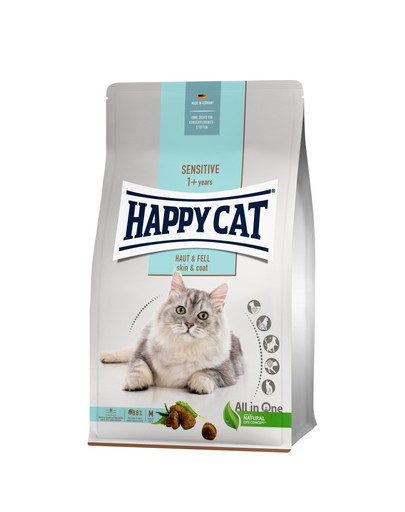 HAPPY CAT Sensitive Hair & Skin 4 kg sulla pelle e sul mantello