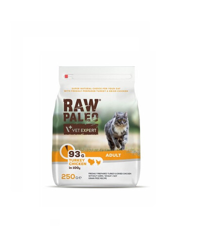 VETEXPERT Raw Paleo Adult Cat Turkey&Chicken per gatti adulti con tacchino e pollo 250g