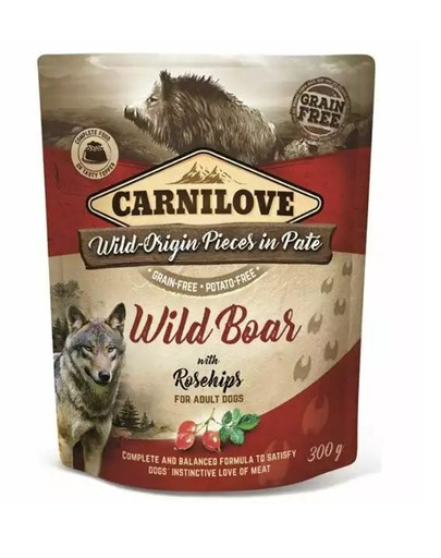 CARNILOVE Wild Boar With Rosehips cibo umido per cani adulti 12x300g