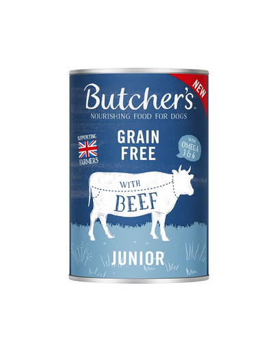BUTCHER'S Original Junior cibo per cani, pezzi di manzo in gelatina, 400g