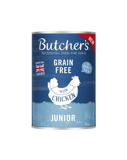 BUTCHER'S Original Junior cibo per cani, pezzi di pollo in gelatina, 400g