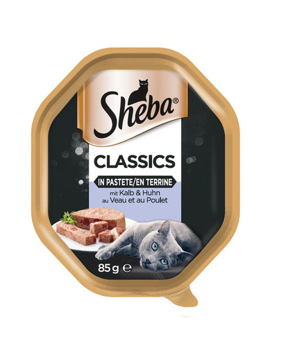 SHEBA Classics 85 g con Vitello e Pollo - cibo umido per gatti con paté
