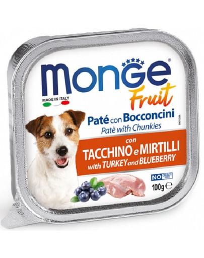 MONGE Fruit Dog 100 g - paté con bocconcini con tacchino e mirtilli