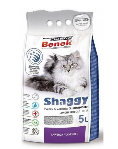 BENEK Shaggy lawenda 5 l lettiera per gatti in bentonite