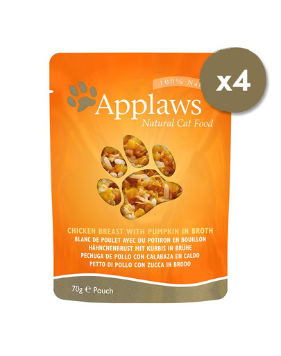 APPLAWS Cat Pouch 12 x 70 g cibo umido per gatti con pollo e zucca