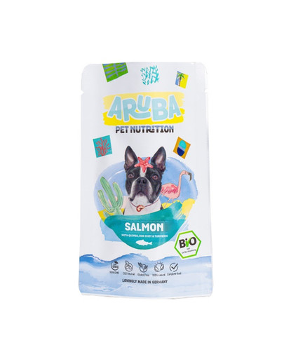 ARUBA Dog Organic Cibo umido per cani Salmone con quinoa, bok choy e curcuma 100 g