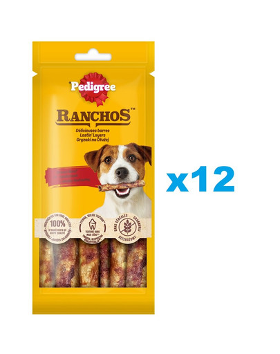 PEDIGREE Ranchos Masticare più a lungo 12x40g di crocchette per cani al gusto di manzo