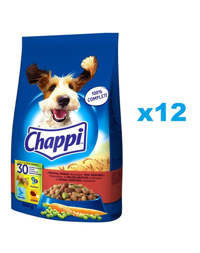 CHAPPI Alimento secco con manzo 12x500g per cani adulti