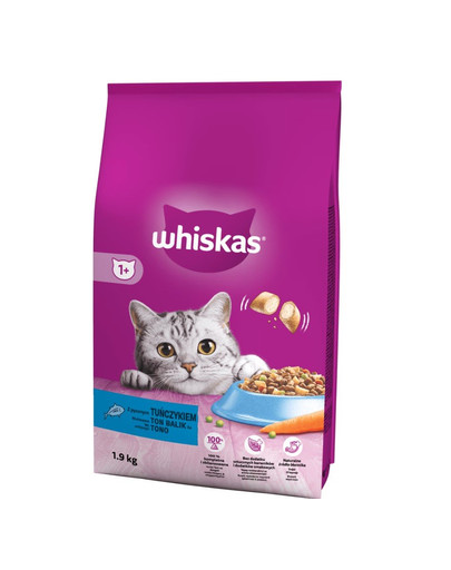 WHISKAS Adult 1,9 kg Alimento secco completo per gatti adulti con delizioso tonno