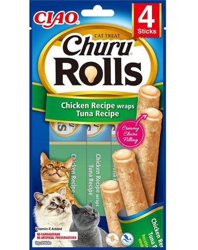 INABA Churu Rolls Chicken 4x10g wraps con pollo e tonno per gatti