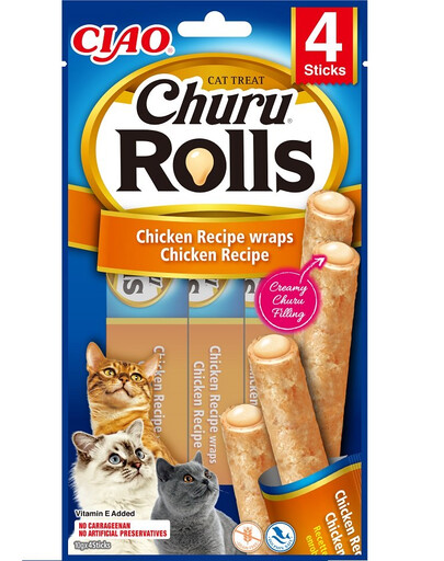 INABA Churu Rolls Chicken 4x10g bocconcini con pollo per gatti