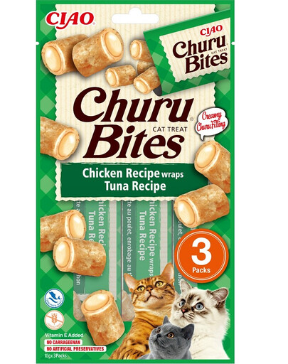 INABA Churu Bites Chicken tuna wrap 3x10g bocconcini con tonno per gatti