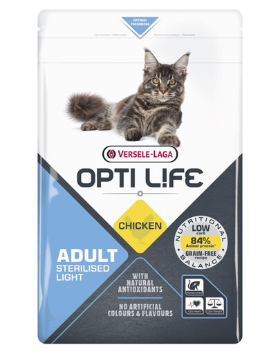 VERSELE-LAGA Opti Life Cat Sterlised/Light Chicken 2.5 kg per gatti sterilizzati