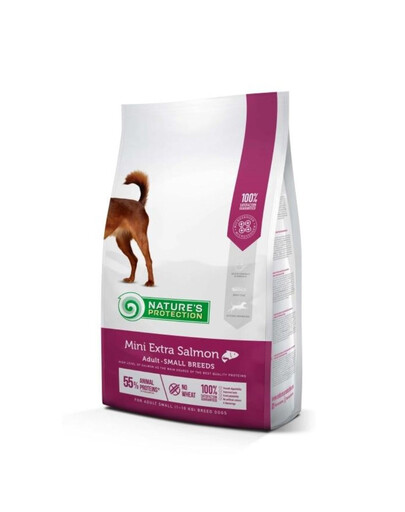 NATURES PROTECTION Mini Extra Salmon Adult Small Breed Dog 2kg con salmone per cani adulti di razze piccole