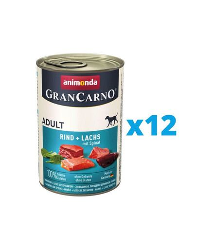 ANIMONDA GranCarno mix con manzo, salmone e spinaci 12 x 800g
