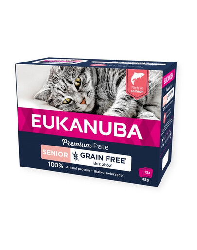 EUKANUBA Grain Free Senior Paté per gatti anziani salmone 12 x 85g