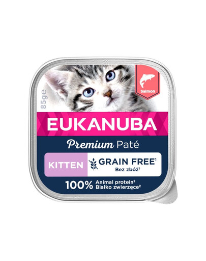 EUKANUBA Grain Free Kitten Paté per gattini Salmone 16 x 85 g