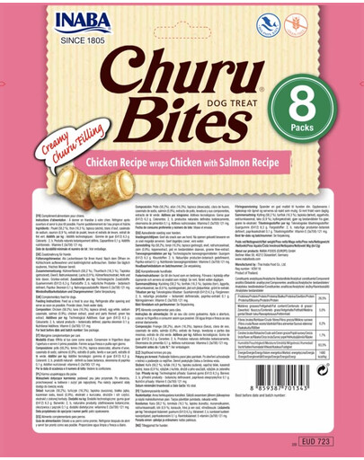 INABA Churu Bite Chicken 8 x 12g snack di pollo e salmone per cani