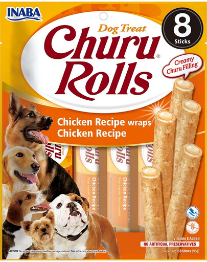 INABA Churu Rolls Chicken 8 x 12g snack di pollo per cani