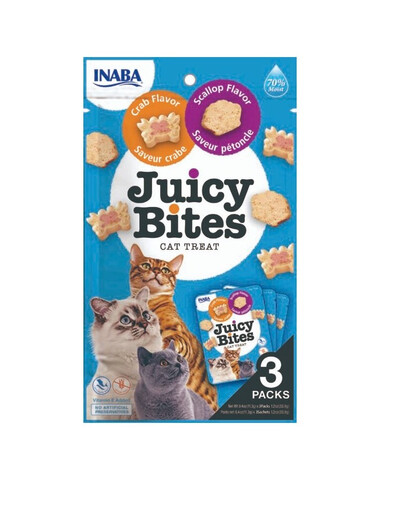 INABA Juicy Bites crocchette umide di capesante e granchio per gatti 33,9 g (3x11,3 g)