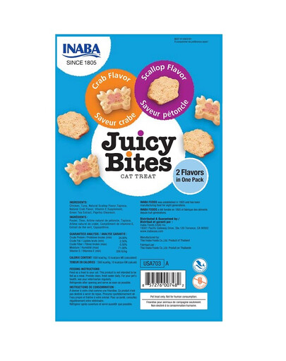 INABA Juicy Bites crocchette umide di capesante e granchio per gatti 33,9 g (3x11,3 g)